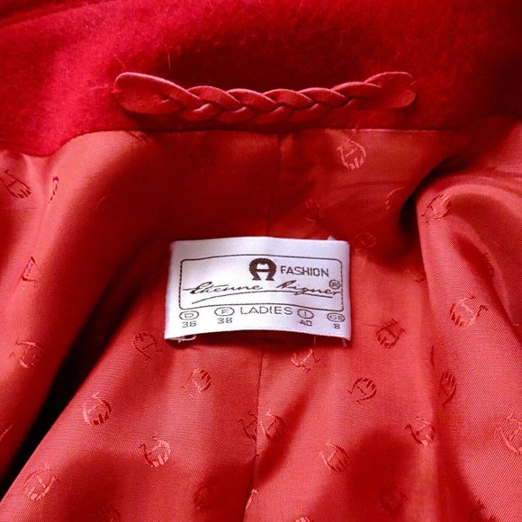 Etienne Aigner Parisian Rouge Red Swing Wool Coat 38 6 M - Picture 9 of 10